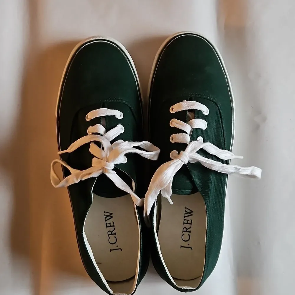 J.Crew Green Canvas Lace-up Sneaker - Brand New Sz 7
